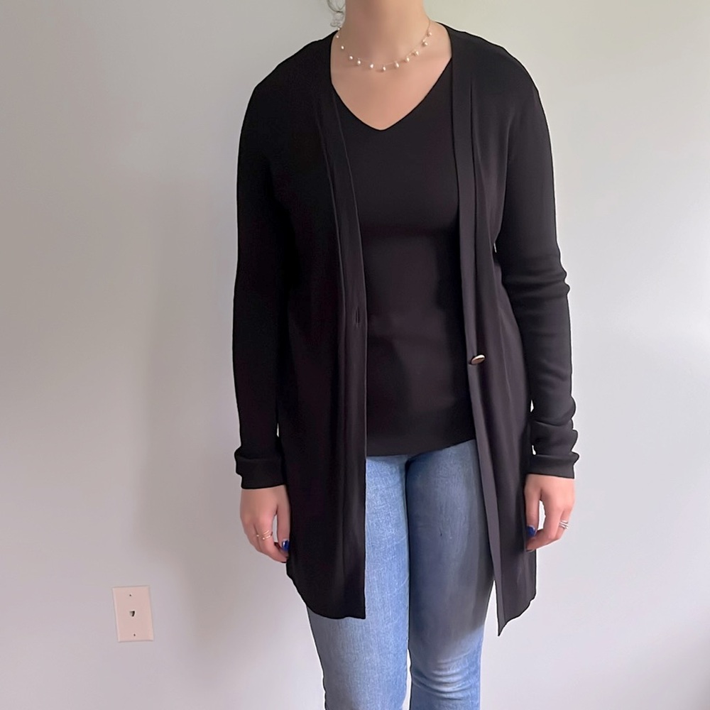 Black knit cardigan with matching tank